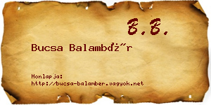 Bucsa Balambér névjegykártya